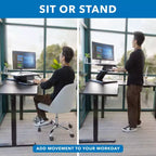 Mount-It! Rehausseur de bureau réglable en hauteur, plateau de 63,5 cm de large, bureaux convertibles assis-debout avec vérin à gaz pour la maison et le bureau
