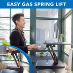 Mount-It! Rehausseur de bureau réglable en hauteur, plateau de 63,5 cm de large, bureaux convertibles assis-debout avec vérin à gaz pour la maison et le bureau