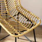 HOMCOM Lot de 4 tabourets de bar modernes en rotin, tabourets de bar en osier respirant avec base en acier pour comptoir de cuisine, jaune