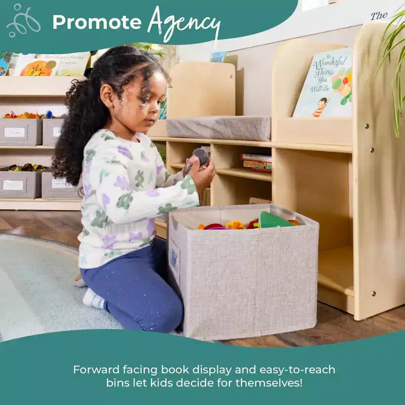Guidecraft EdQ Nook de lecture : Meuble pour enfants en bois avec bacs de rangement et siège rembourré, banc de lecture et étagère à livres