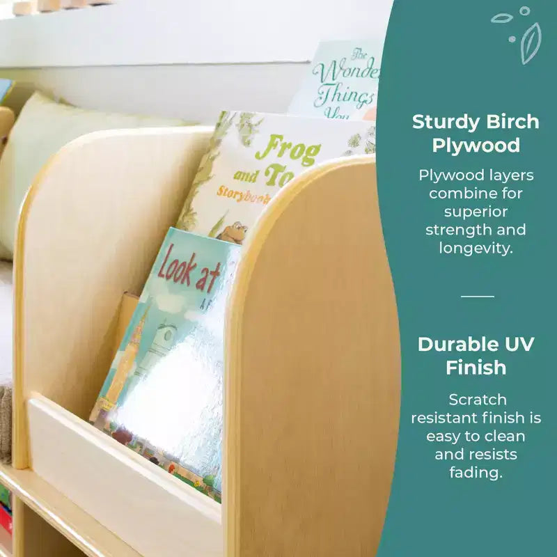 Guidecraft EdQ Nook de lecture : Meuble pour enfants en bois avec bacs de rangement et siège rembourré, banc de lecture et étagère à livres