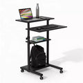 Mount-It! Height Adjustable Mobile Standing Desk & Computer Work Station with Locking Wheels - Black