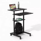 Mount-It! Height Adjustable Mobile Standing Desk & Computer Work Station with Locking Wheels - Black