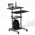 Mount-It! Height Adjustable Mobile Standing Desk & Computer Work Station with Locking Wheels - Grey