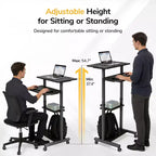 Mount-It! Bureau mobile debout et poste de travail informatique réglable en hauteur avec roues verrouillables - Gris