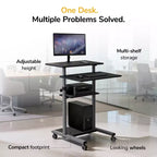 Mount-It! Bureau mobile debout et poste de travail informatique réglable en hauteur avec roues verrouillables - Gris