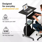 Mount-It! Bureau mobile debout et poste de travail informatique réglable en hauteur avec roues verrouillables - Gris