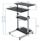 Mount-It! Bureau mobile debout et poste de travail informatique réglable en hauteur avec roues verrouillables - Gris