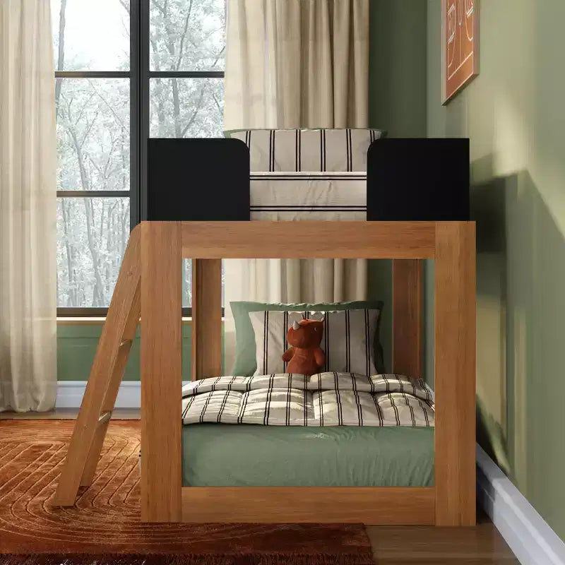 Lit superposé Max & Lily en bois massif, lits superposés modernes du milieu du siècle jumeaux pour enfants