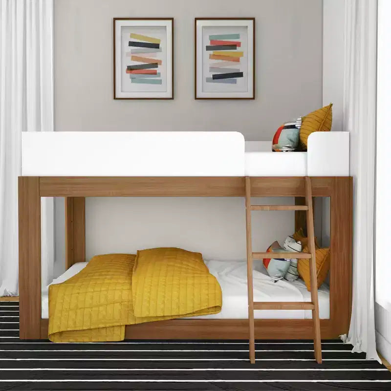 Lit superposé Max & Lily en bois massif, lits superposés modernes du milieu du siècle jumeaux pour enfants