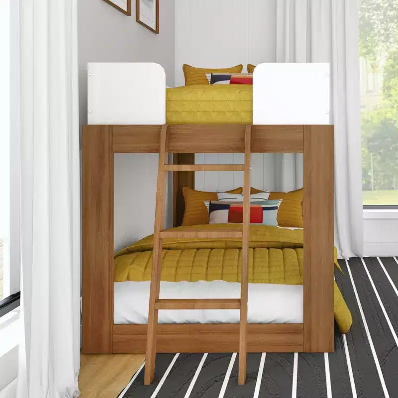 Lit superposé Max & Lily en bois massif, lits superposés modernes du milieu du siècle jumeaux pour enfants