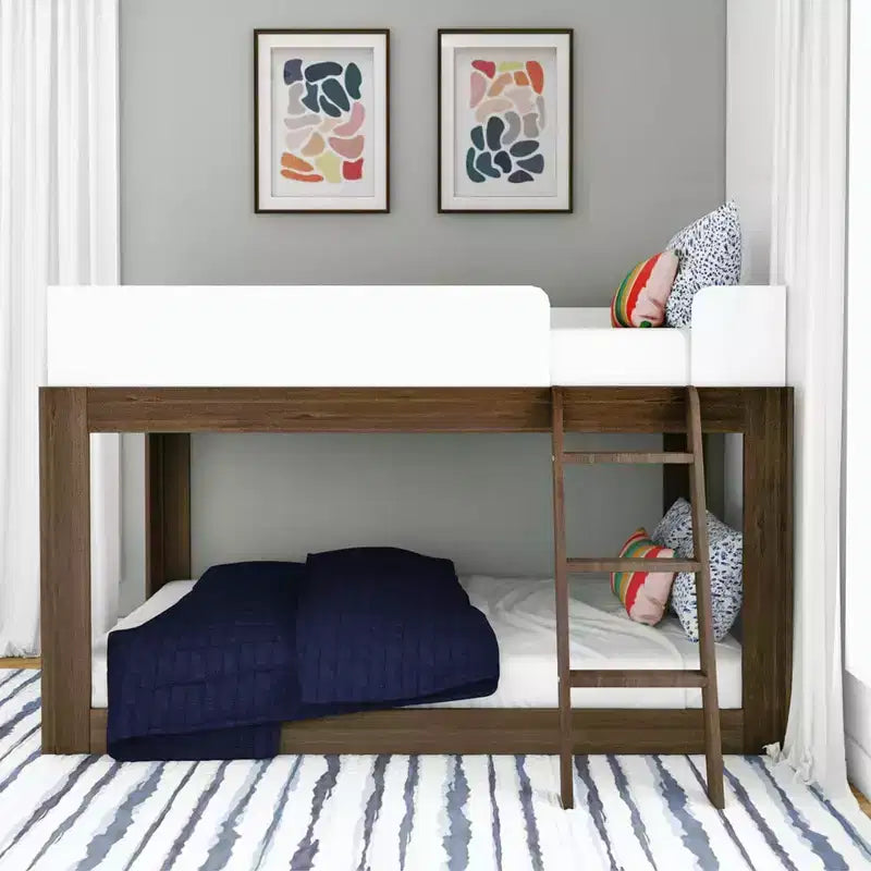 Lit superposé Max & Lily en bois massif, lits superposés modernes du milieu du siècle jumeaux pour enfants