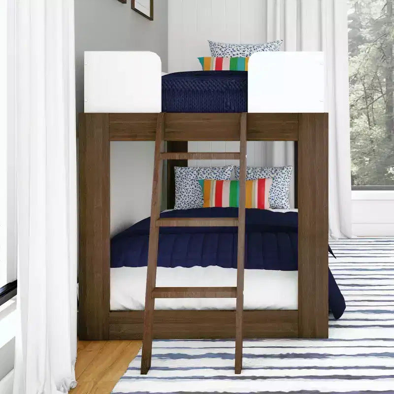 Lit superposé Max & Lily en bois massif, lits superposés modernes du milieu du siècle jumeaux pour enfants