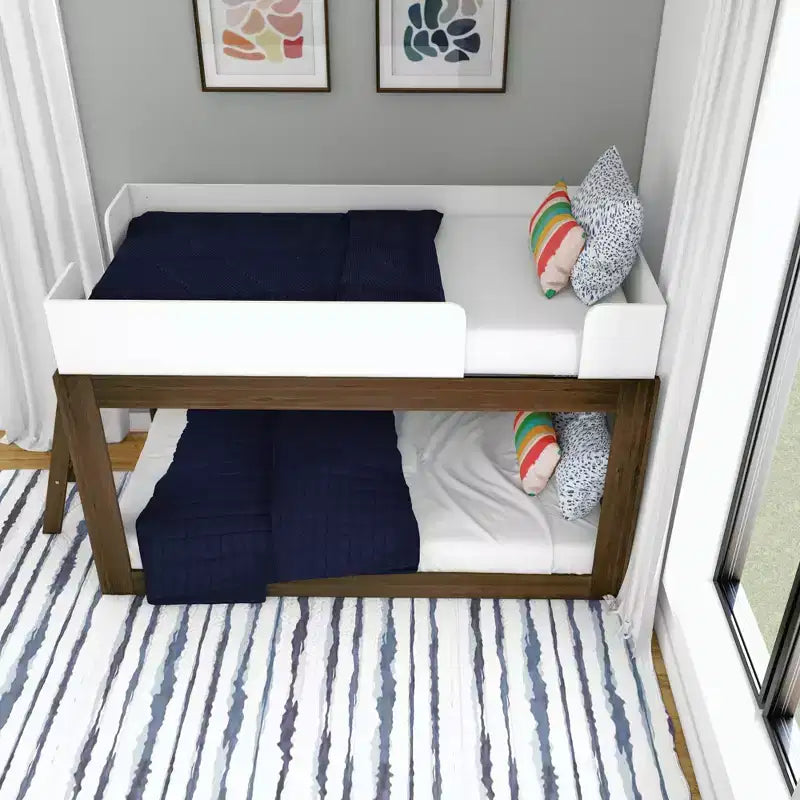 Lit superposé Max & Lily en bois massif, lits superposés modernes du milieu du siècle jumeaux pour enfants