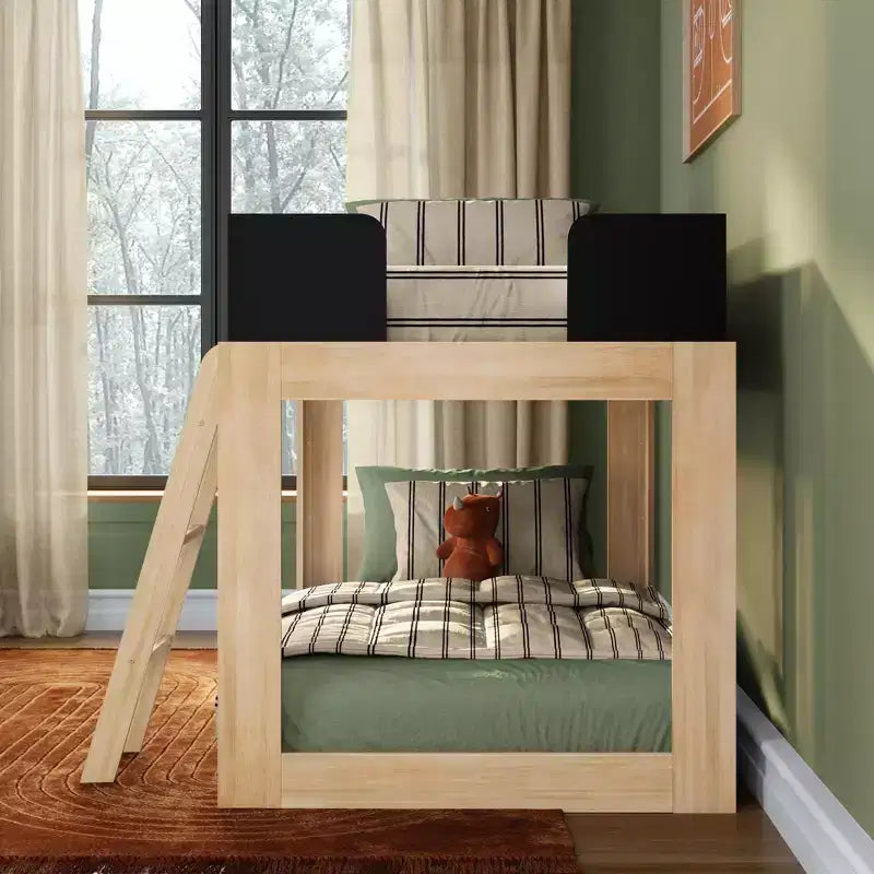 Lit superposé Max & Lily en bois massif, lits superposés modernes du milieu du siècle jumeaux pour enfants