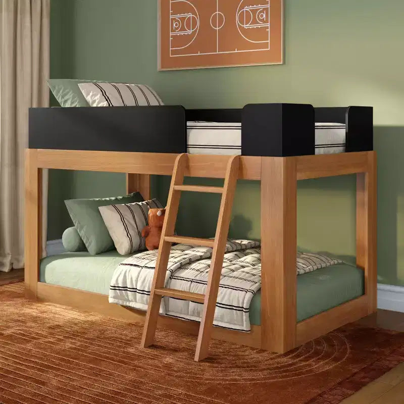 Lit superposé Max & Lily en bois massif, lits superposés modernes du milieu du siècle jumeaux pour enfants