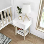 Table de chevet Max & Lily avec étagère ouverte, Table de chevet en bois massif, Table d'appoint pour chambre à coucher