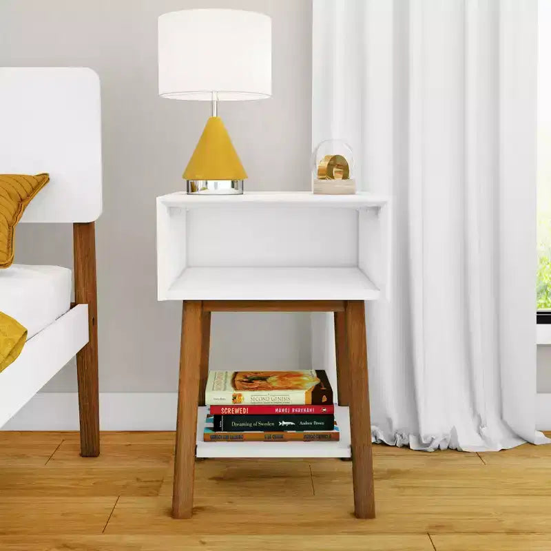 Table de chevet Max & Lily avec étagère ouverte, Table de chevet en bois massif, Table d'appoint pour chambre à coucher