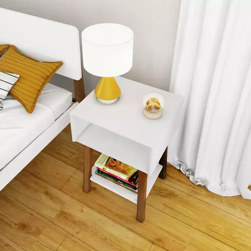 Table de chevet Max & Lily avec étagère ouverte, Table de chevet en bois massif, Table d'appoint pour chambre à coucher