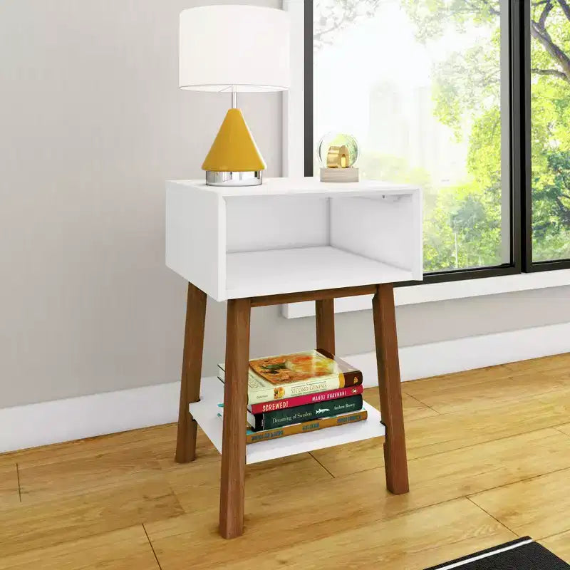 Table de chevet Max & Lily avec étagère ouverte, Table de chevet en bois massif, Table d'appoint pour chambre à coucher