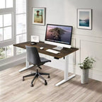 Mount-It! Bureau électrique assis-debout avec plateau – Blanc/Chêne