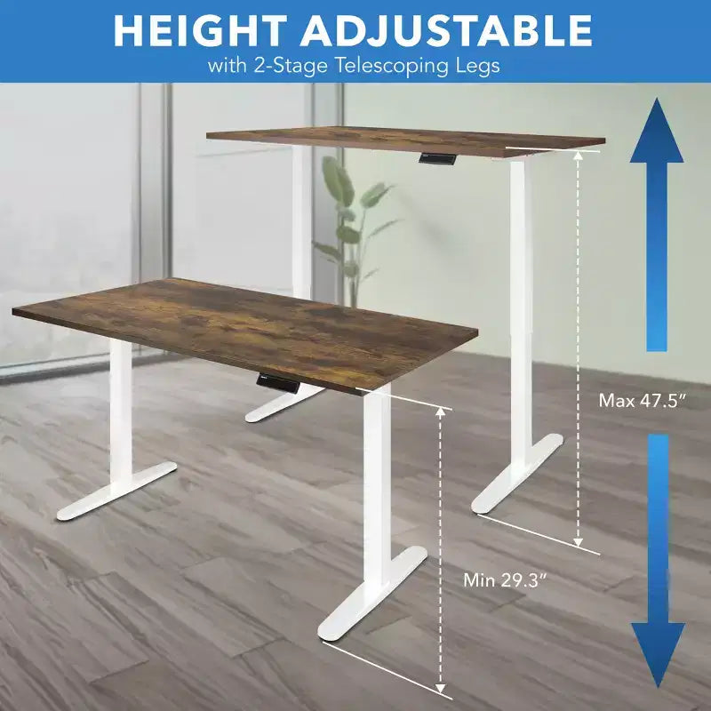 Mount-It! Bureau électrique assis-debout avec plateau – Blanc/Chêne