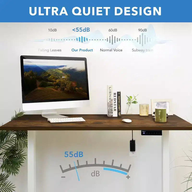 Mount-It! Bureau électrique assis-debout avec plateau – Blanc/Chêne