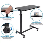 Mount-It! Table de lit roulante réglable en hauteur - Noire