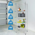 Mount-It! Étagère à 5 niveaux en fil métallique réglable en hauteur avec roues | Étagères roulantes de garage, étagères métalliques de placard avec tablettes ou étagère utilitaire