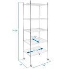 Mount-It! Étagère à 5 niveaux en fil métallique réglable en hauteur avec roues | Étagères roulantes de garage, étagères métalliques de placard avec tablettes ou étagère utilitaire