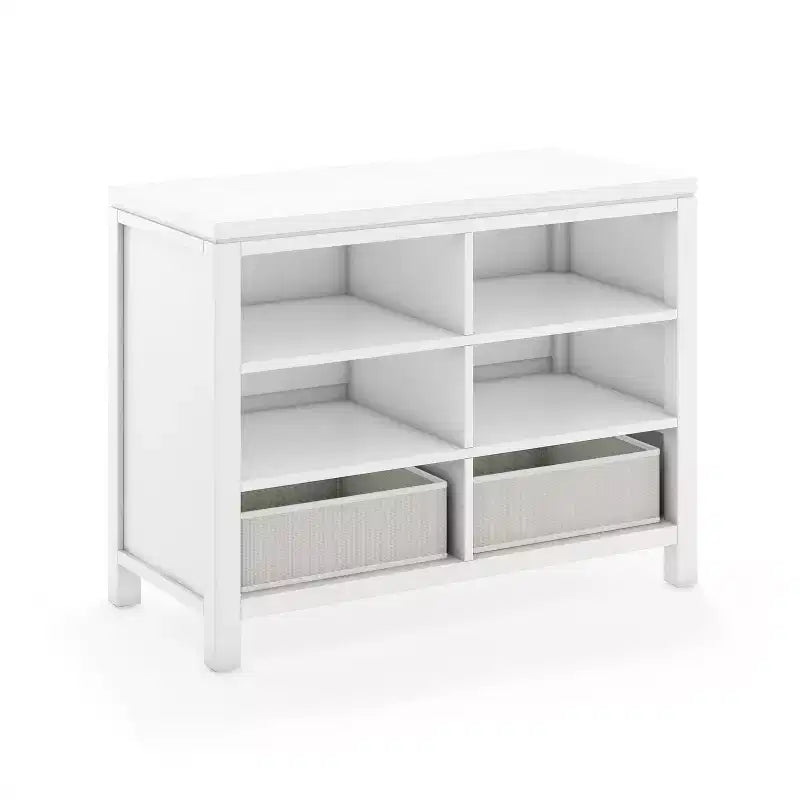Martha Stewart Loisirs Créatifs – Rangement double ouvert pour enfants : Organisateur de fournitures d'art et d'artisanat en bois pour enfants avec bacs de rangement en tissu