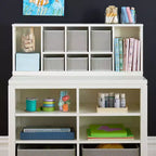 Martha Stewart Loisirs Créatifs – Rangement double ouvert pour enfants : Organisateur de fournitures d'art et d'artisanat en bois pour enfants avec bacs de rangement en tissu