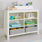 Martha Stewart Loisirs Créatifs – Rangement double ouvert pour enfants : Organisateur de fournitures d'art et d'artisanat en bois pour enfants avec bacs de rangement en tissu