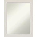 Amanti Art Rustic Plank White Narrow Petite Bevel Bathroom Wall Mirror 27.5 x 21.5 in.