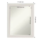 Miroir mural de salle de bain Amanti Art Rustic Plank White Narrow Petite Bevel 27,5 x 21,5 po