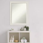 Miroir mural de salle de bain Amanti Art Rustic Plank White Narrow Petite Bevel 27,5 x 21,5 po