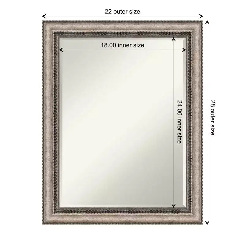 Miroir mural de salle de bain Amanti Art Lyla Petite biseauté argenté orné 71,76 x 56,52 cm