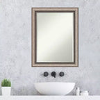 Miroir mural de salle de bain Amanti Art Lyla Petite biseauté argenté orné 71,76 x 56,52 cm