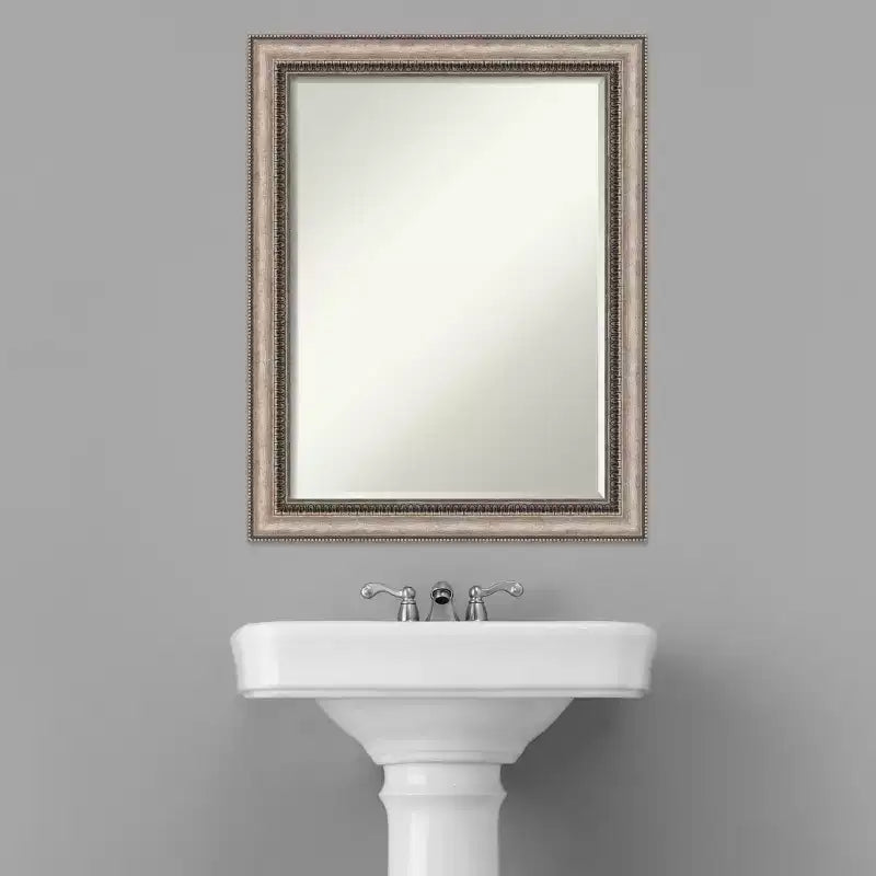 Miroir mural de salle de bain Amanti Art Lyla Petite biseauté argenté orné 71,76 x 56,52 cm