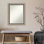 Miroir mural de salle de bain Amanti Art Lyla Petite biseauté argenté orné 71,76 x 56,52 cm