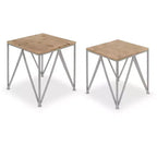 Kate and Laurel Uzma Square Metal Nesting Table, 2 Piece, Silver