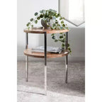 Table d'appoint ronde en bois Kate and Laurel Lamaar, 19x19x25, naturel et argent