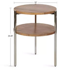 Table d'appoint ronde en bois Kate and Laurel Lamaar, 19x19x25, naturel et argent