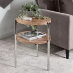 Table d'appoint ronde en bois Kate and Laurel Lamaar, 19x19x25, naturel et argent