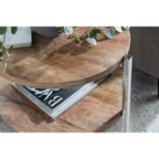 Table d'appoint ronde en bois Kate and Laurel Lamaar, 19x19x25, naturel et argent