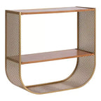 Kate and Laurel Urso Arch Wood Floating Side Table, 20x7x19, Natural and Gold