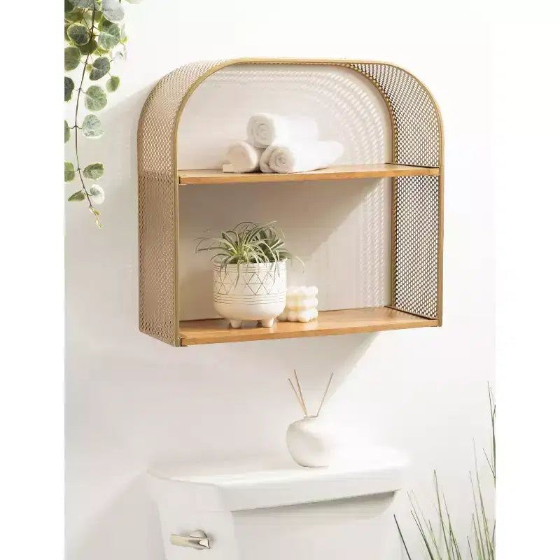 Étagère murale flottante Kate and Laurel Urso Arch en bois, 20x7x19, naturel et or