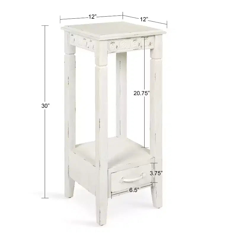 Table d'appoint carrée en bois Kate and Laurel Idabelle, 30x30x76 cm, Blanc