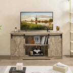 Meuble TV Costway, style ferme, avec portes coulissantes et étagères réglables, pour téléviseurs jusqu'à 65 pouces