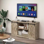 Meuble TV Costway, style ferme, avec portes coulissantes et étagères réglables, pour téléviseurs jusqu'à 65 pouces